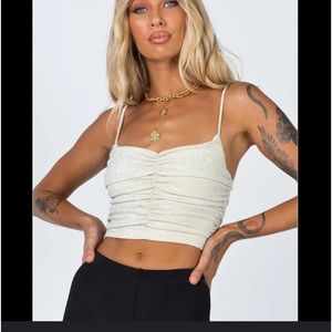 Princess Polly Glitter Top Champagne